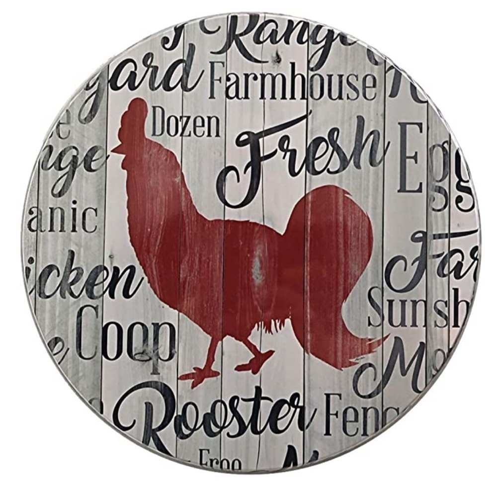 Range Kleen Burner Covers Farmhouse Rooster Decor Chicken Red White 4 Pc - Picture 5 of 10